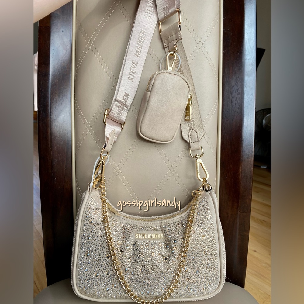 Steve Madden Tan Btamela Rhinestone Crossbody Handbag - Picture 4 of 12